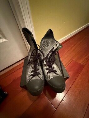 Converse Vintage High Top Sneakers in Acid Wash Silver and Black